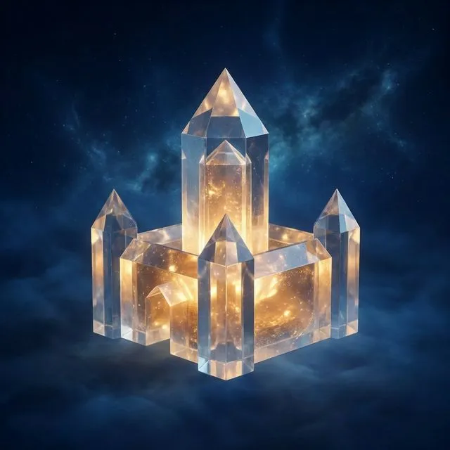Künstlerische Darstellung einer leuchtenden Kristallburg als Symbol für die Seele nach der Lehre der hl. Teresa von Avila